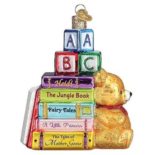 Children's Books Glass Ornament - Handcrafted Christmas Tree Decoration