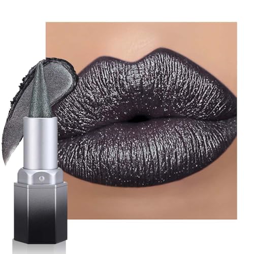Metallic Lipstick & Lip Liner Set - Black Silver | Hydrating 3D Shine