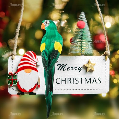 Artificial Green Parrot Decoration - 17.7 Inch Lifelike Bird for Christmas & Garden