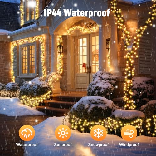 Battery Operated Christmas String Lights 4 Pack 132FT 400 LED Warm White with 8 Modes & Timer