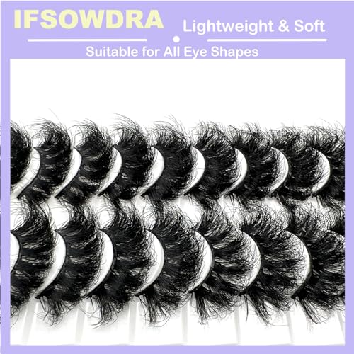 False Eyelashes 20mm Long Mink Fluffy Dramatic Lashes Pack - Crisscross Effect, Easy to Apply, Natural Look, 10 Pairs