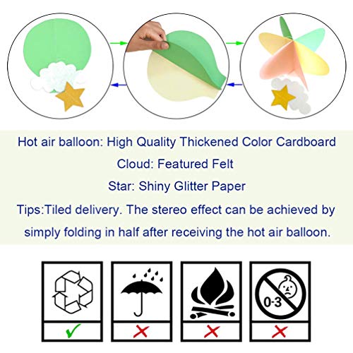Pink 4-Pack 7.5-Inch Hot Air Balloons Party Decorations for Baby Shower & Nursery