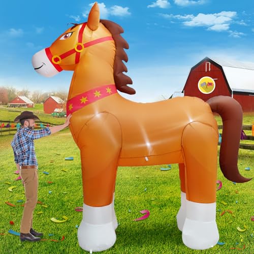 Giant 9FT Inflatable Clydesdale Horse with LED Lights for Outdoor Holiday Decor