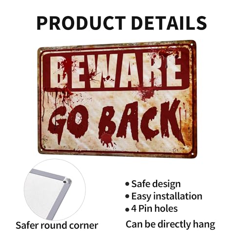 Halloween Party Decorations Outdoor Spooky Metal Sign - Red