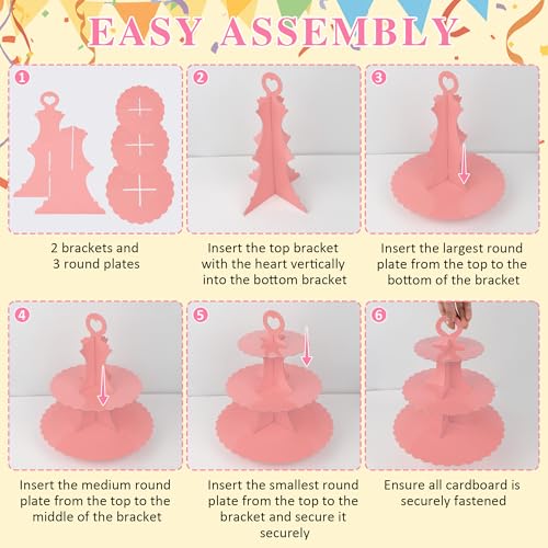 Pink 3-Tier Cupcake Stand 2 Pack Dessert Tower for Parties & Celebrations