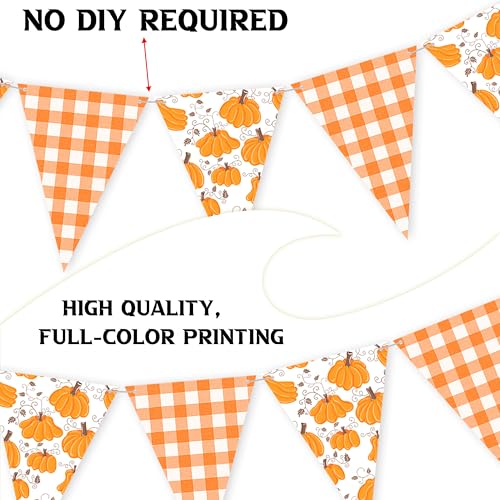 Pumpkin Themed Party Bunting Banner - Fall Triangle Flag Decor for Halloween & Thanksgiving