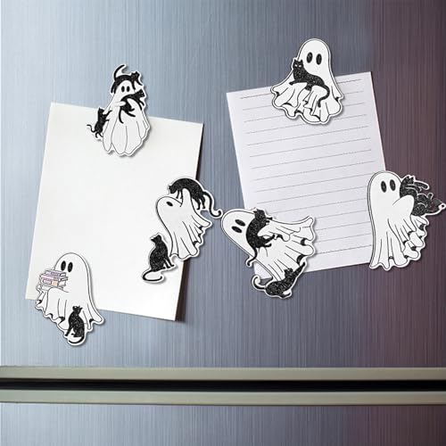 Halloween Wooden Fridge Magnets - Cat Ghost Tombstone Decor, Style 6, 6 Pcs