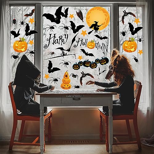 Pumpkin Spider Bats Halloween Window Clings for Home Decor - Variation: Pumpkin