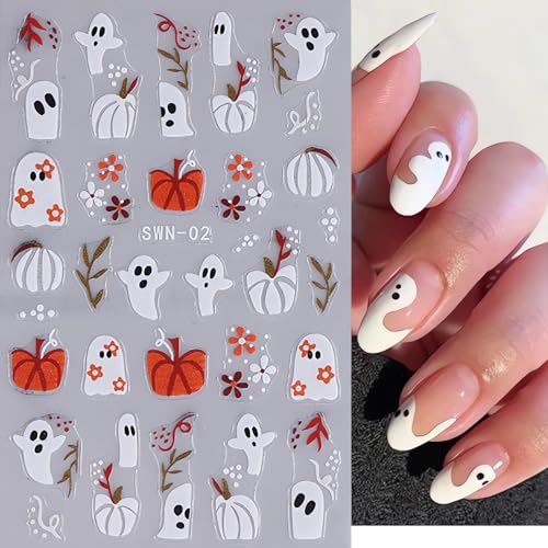 Halloween Ghosts Nail Stickers 4PCS - Cute Skull Spider Pumpkins Style01