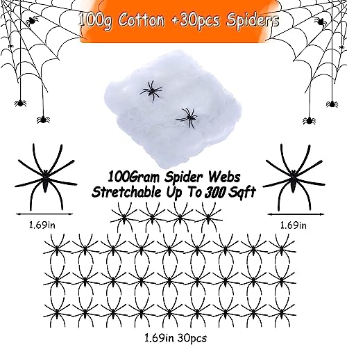 Halloween Spider Web Decorations 300 Sqft with Fake Spiders Indoor Outdoor