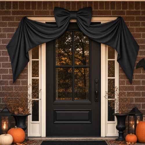 Oversized Black Bow for Halloween Decor - 48 Inch Door Hanging Decoration