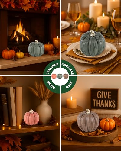 Mini Resin Pumpkin Set - 3 Multicolor Hand-Painted Fall Harvest Decorations