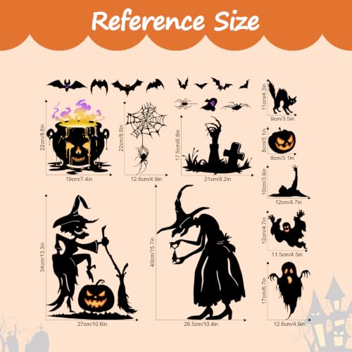 Halloween Window Clings Black Witch Cauldron Bat Window Stickers - Variation of THIS listing