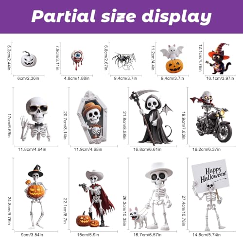 Halloween Window Stickers 9 Sheets Clings Decals - Indoor Outdoor Removable Decor - Variation I