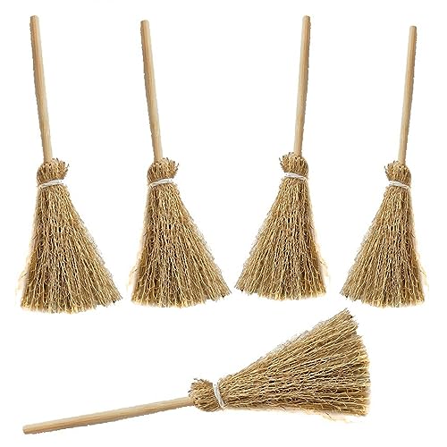 Halloween Mini Broom Decorations Set for DIY Crafts and Parties - 5 Pcs