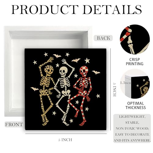 Halloween Skeleton Wooden Sign - Spooky Desk Decor for Home & Office