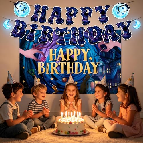 Halloween Birthday Party Decorations Set - 57 Pieces with Banner, Balloons & Backdrop