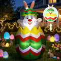 Halloween Inflatable Bunny Decoration with Auto-Lifting & LED Lights for Yard Garden Outdoor Indoor