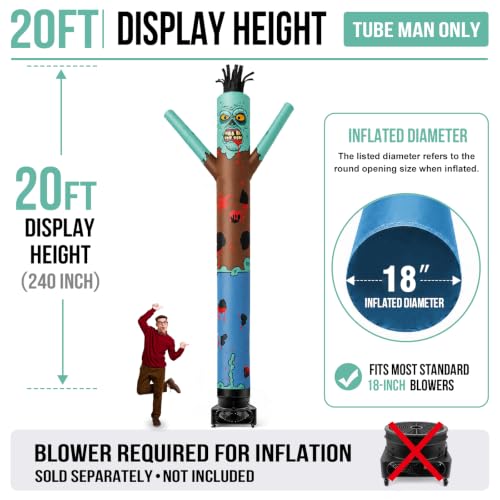 Zombie 20FT Tall Inflatable Tube Man Wacky Wavy Dancing Guy for Outdoor Advertising - Variation: Zombie-20FT