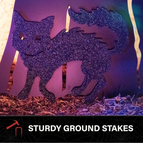 LED Halloween Witch & Cat Decoration - Spooky Outdoor Scene 3 Ft