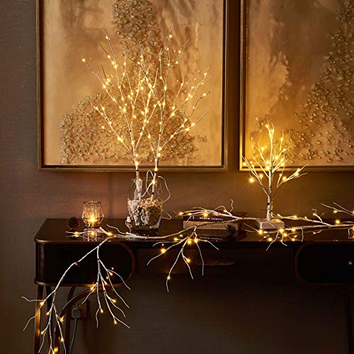 Lighted Easter Tree with Timer - White Birch 24 LED, 18-Inch Tabletop Holiday Decor
