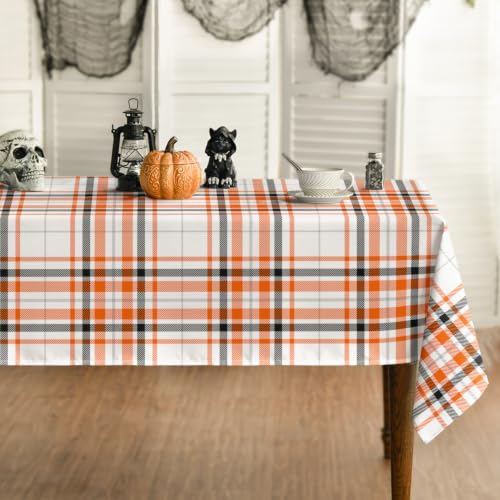 Halloween Tablecloth 60x120 Inch Rectangular Black Yellow - Durable Polyester