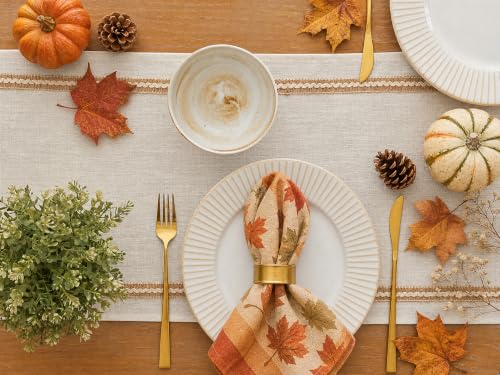 Wracra Jute Table Runner - Farmhouse Style, 14x60 Inch Off White Linen