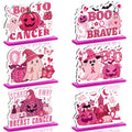 Pink Breast Cancer Awareness Halloween Wooden Table Decorations - 6 Pcs