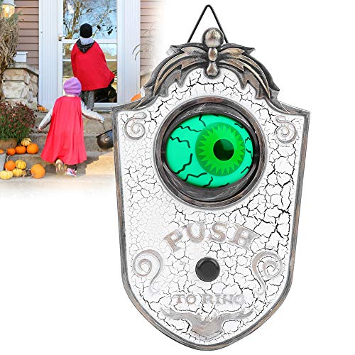 Halloween Doorbell with Spooky Sounds - Animated Eyeball Haunted Decoration - White