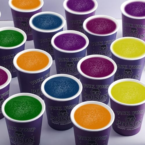 Halloween Paper Cups Bulk - 100 Pcs Pick Your Poison Skull Design for Parties