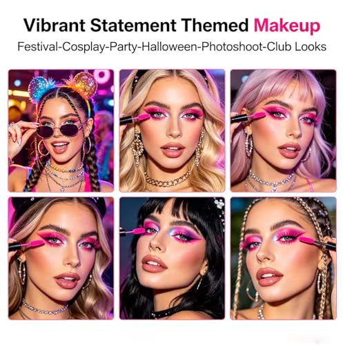 Pink Red Waterproof Curling Mascara - Volumizing No-Clump Eyelash Makeup for Stage & Party