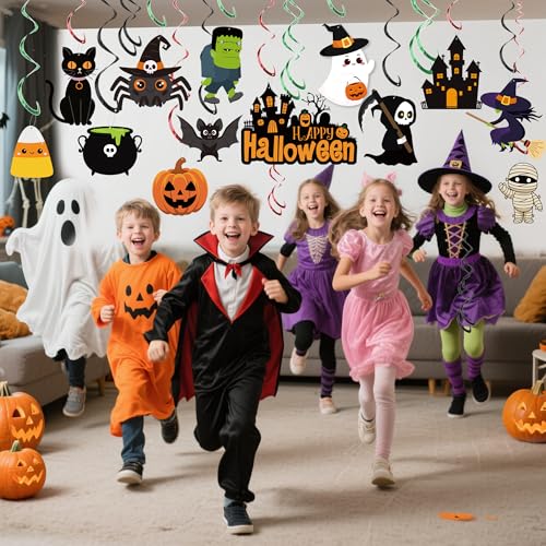 Halloween Hanging Swirl Decorations 36 Pcs Ceiling Streamers Ghost Pumpkin Witch