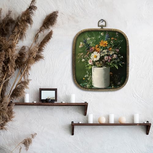 KSDUT Bathroom Wall Art Decor - Retro Dark Green Botanical Canvas Frame - Bath-9