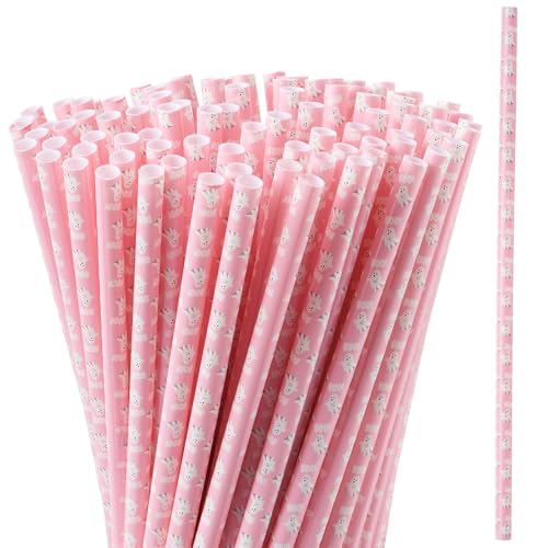 Halloween Ghost Reusable Drinking Straws - Pink Ghost 9 Inch Bulk 100 Pieces