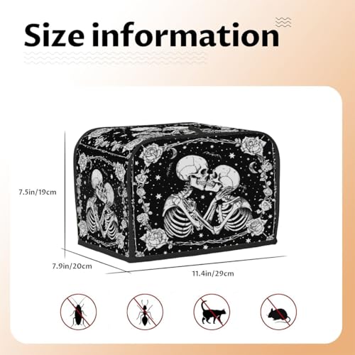 Halloween Skull Skeleton 2-Slice Wide Slot Toaster Cover - Dustproof Kitchen Protector - A04
