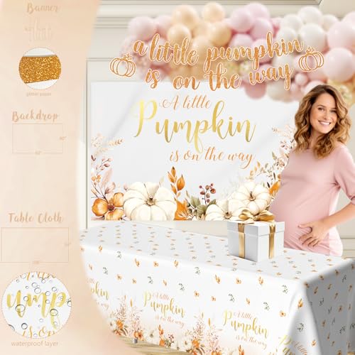 Fall Baby Shower Decorations Set for Girl - Rustic Pumpkin Theme Party Supplies