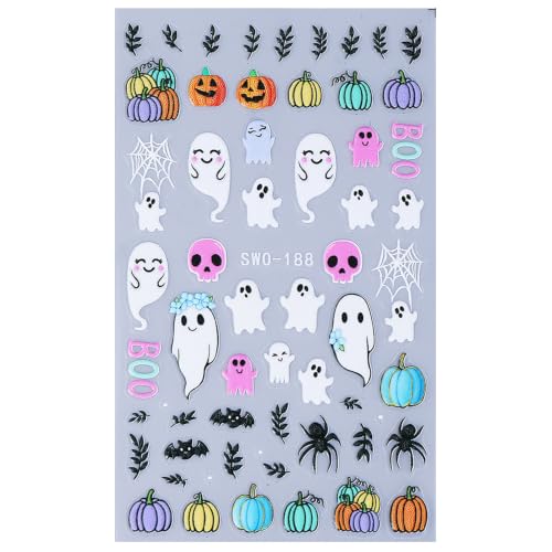 Halloween Nail Stickers 6 Sheets 5D Embossed Ghost & Pumpkin Design - Variation of THIS listing
