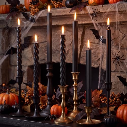 Black Halloween Taper Candles Set - Unscented, Dripless, 10 Inch Tall, 6 Pack Variation of Black