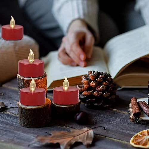 Battery Operated Flameless Tea Lights 24 Pack - Red, No Remote Control