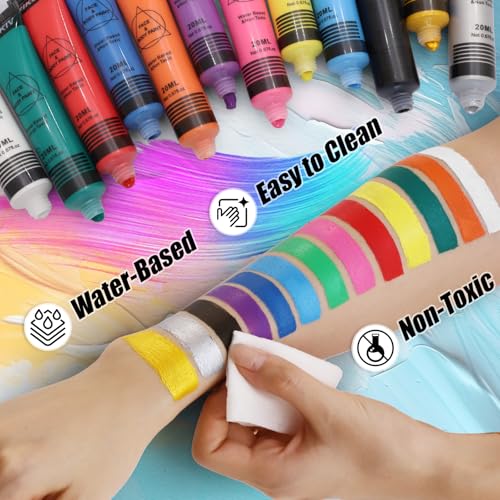 14-Color Water-Based Face & Body Paint Kit for Halloween & Parties, Safe & Long-Lasting