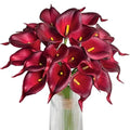 Dark Red Artificial Calla Lily Flowers 20Pcs - Elegant Wedding & Decor Flowers