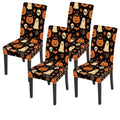 Pumpkin Ghost Skeleton Halloween Chair Covers Set of 4 Stretchable Dining Slipcovers
