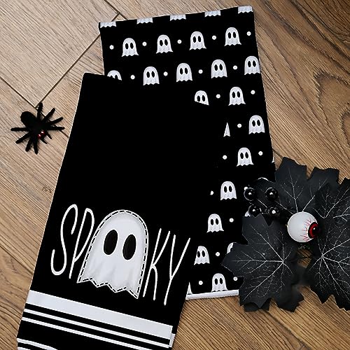 Halloween Kitchen Towels Set - Ghost & Spooky Decor, Black, 2 Pieces