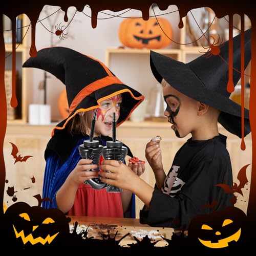 12 Pack Halloween Witch Boot Cups with Lids & Straws - 10 oz Reusable Plastic Party Drinkware