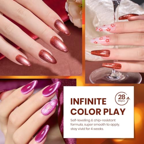 Beetles Fall Gel Nail Polish Set - Opulent Glow Collection, 20 Colors, Mixed Finishes - A