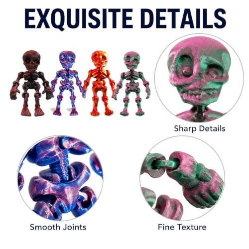 3D Printed Skeleton Figurines Set - Articulated Joints Halloween Decor & Collector Items