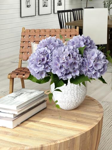 Pale Purple Hydrangea Artificial Flowers - 19.6 Inch Faux Bouquet, 4-Pack for Indoor & Outdoor Decor