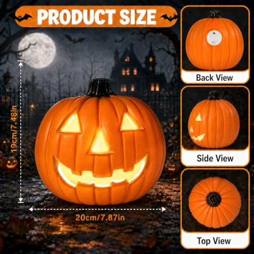 8-Inch LED Halloween Pumpkin Decoration Indoor Outdoor Lighted Decor