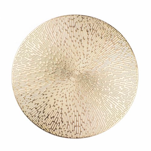 Gold Round Placemats Set of 8 - 15 Inch Vinyl Table Mats for Dining & Weddings - Easy Clean & Non Slip