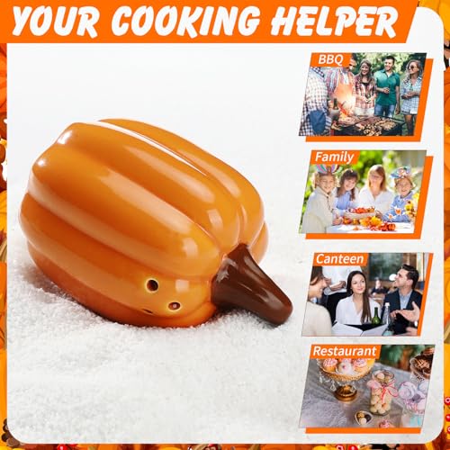 Fall Pumpkin Salt and Pepper Shakers - Orange Ceramic Set for Harvest Decor